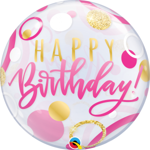 Bubble 22" Birthday Pink & Gold Dots (Pkgd.), QBB-87745 (0) <10 個/包>