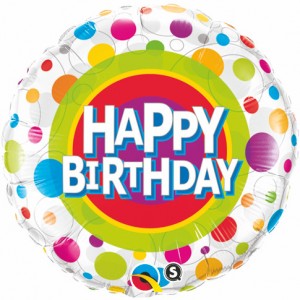 18" Foil Happy Birthday Colorful Dots (Pkgd.), QF18RI41136 (0) <10 個/包>