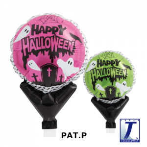 Upright Balloon 5"/ Printed_Halloween Ghost Pink & Green (Non-Pkgd.), TK-UPB-I810558 <10 個/包>
