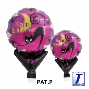 Upright Balloon 5"/ Printed_Halloween Cat & Moon (Non-Pkgd.), TK-UPB-I810560 