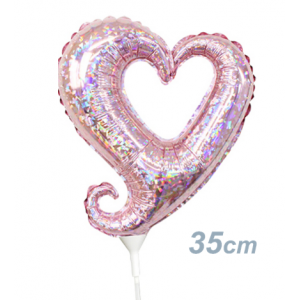 Betallic Foil - 14" (35cm) Chain of Hearts - Light Pink / Holographic (Mini Shape), B-14-19033