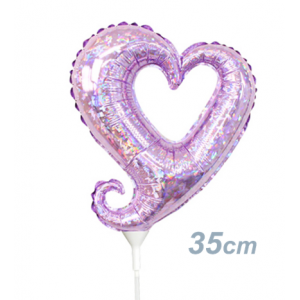 Betallic Foil - 14" (35cm) Chain of Hearts - Lavender / Holographic (Mini Shape), B-14-19036