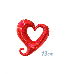 Betallic Foil - 05" (13cm) Chain of Hearts - Red / Holographic (Super Mini Shape), B-05-11001