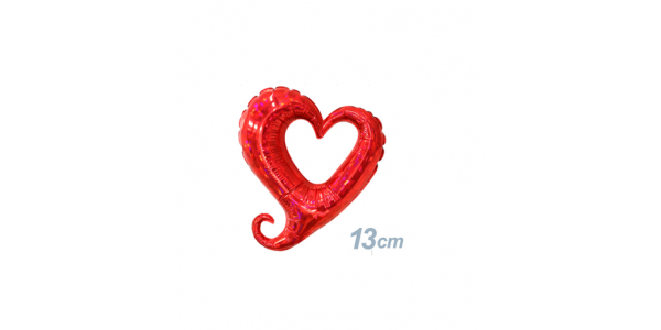 Betallic Foil - 05" (13cm) Chain of Hearts - Red / Holographic (Super Mini Shape), B-05-11001