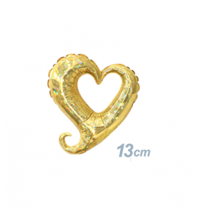 Betallic Foil - 05" (13cm) Chain of Hearts - Gold / Holographic (Super Mini Shape), B-05-11002