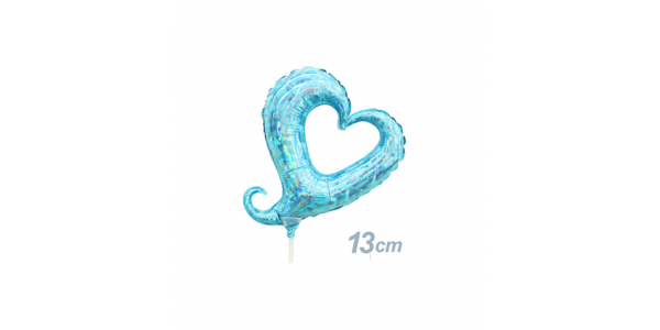 Betallic Foil - 05" (13cm) Chain of Hearts - Light Blue / Holographic (Super Mini Shape), B-05-11003