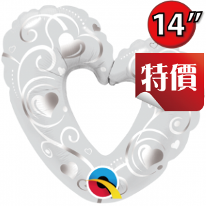 14" Foil Hearts & Filigree Pearl White (Non-pkgd.),QF14SI40352