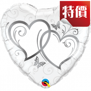 18" Foil Entwined Hearts Silver (pkgd.), QF18HI15746 (2) 