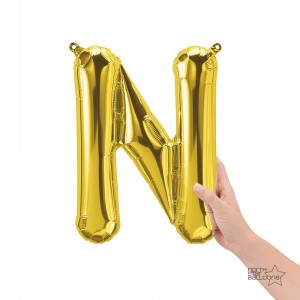 Northstar Foil - 16" Letter "N" - Gold / Mini Shape _ Air / Valved (Pkgd.), NS-16-59522G