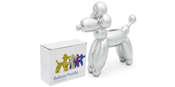 Balloon Dog Poodle 特式氣球擺設 - Money Bank 錢甖 _銀色, MBH25054