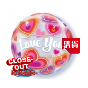 Bubble 22" Love You Doodle Hearts (Pkgd.), QBB-34072 (D) 