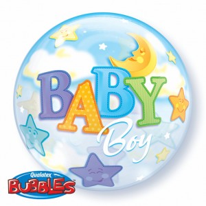 Bubble 22" Baby Boy Moon & Stars (Pkgd.), QBB-23597 (0) <10 個/包>
