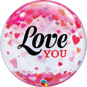 Bubble 22" Love You Confetti Hearts (Pkgd.), QBB-54604 (0) <10 個/包>
