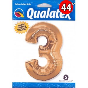 Qualatex _ Number 【3】Metallic Gold 金色數字 (Pkgd.), QF44NP30481 