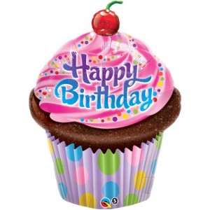 35" Foil Birthday Frosted Cupcake (non-pkgd.), QF35SI30679 (0) <10 個/包>