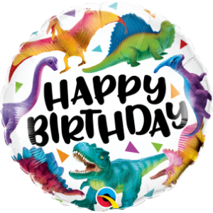 18" Foil Birthday Colorful Dinosaurs (Pkgd.), QF18RI97382  (0) <10 個/包>