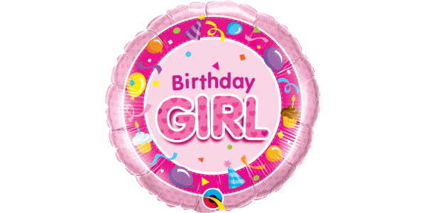 18" Foil Birthday Girl / Pink (pkgd.), QF18RI26273 (2)