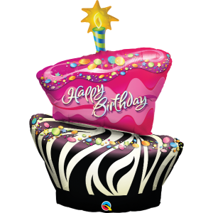 41" Birthday Funky Zebra Stripe Cake (non-pkgd.), QF41SI31026  (0) <10 個/包>