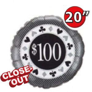 20" Foil $100 Poker Chip  (non-pkgd.),QF20SI98256 (D)