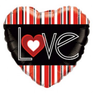 18" Foil L(Heart)VE Red Stripes (pkgd.), QF18RI25233 (0) <10 個/包>