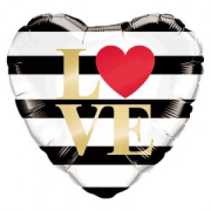 18" Foil L(Heart)VE Horizontal Stripes (pkgd.), QF18HI21748 (0) <10 個/包>