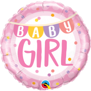 18" Foil Baby Girl Banner & Dots (pkgd.), QF18RI85851 (0) <10 個/包>