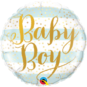 18" Foil Baby Boy Blue Stripes  (pkgd.), QF18RI88001 (0) <10 個/包>
