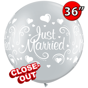 30" Just Married Hearts - Silver (2ct) , QL30RI18841 (D)