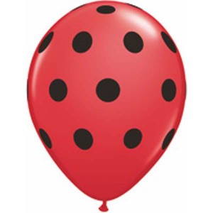 11" Big Polka Dots (TV) - Red w/ Black Ink (50ct) , QL11RI37221 (0)