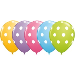 11" Big Polka Dots (TW) - Pale Blue, Goldenrod, Rose, Spring Lilac & Lime Green (50ct) , QL11RI86421 (0)