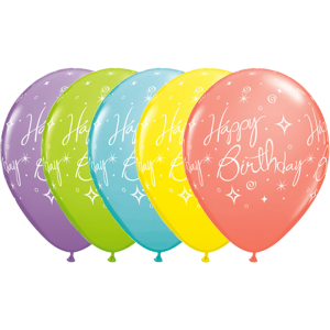 11" Birthday Elegant Sparkles & Swirls (TW) - Sorbet Assortment  (50ct) , QL11RI19167 (0)