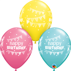 11" Birthday Pennants & Dots (TW) - Assorted Colors (50ct) , QL11RI49688 (0)