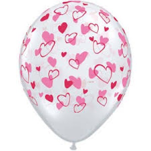 11" Red & Pink Hearts (LBT) - Diamond Clear (50ct) , QL11RI38433 (0)