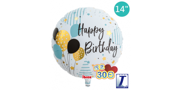 Ibrex Round 14" 圓型 Happy Birthday Balloons (Non-Pkgd.),  TKF14RI213104