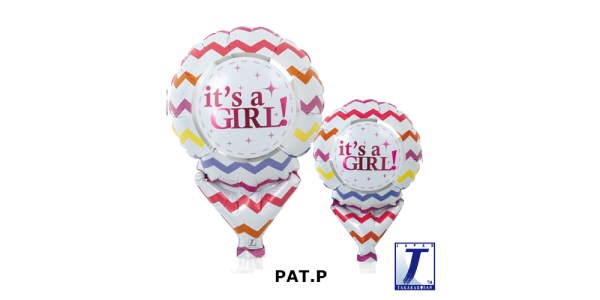 Upright Balloon 5"/ Printed_It's A Girl Chevron (Non-Pkgd.), TK-UPB-I810513 